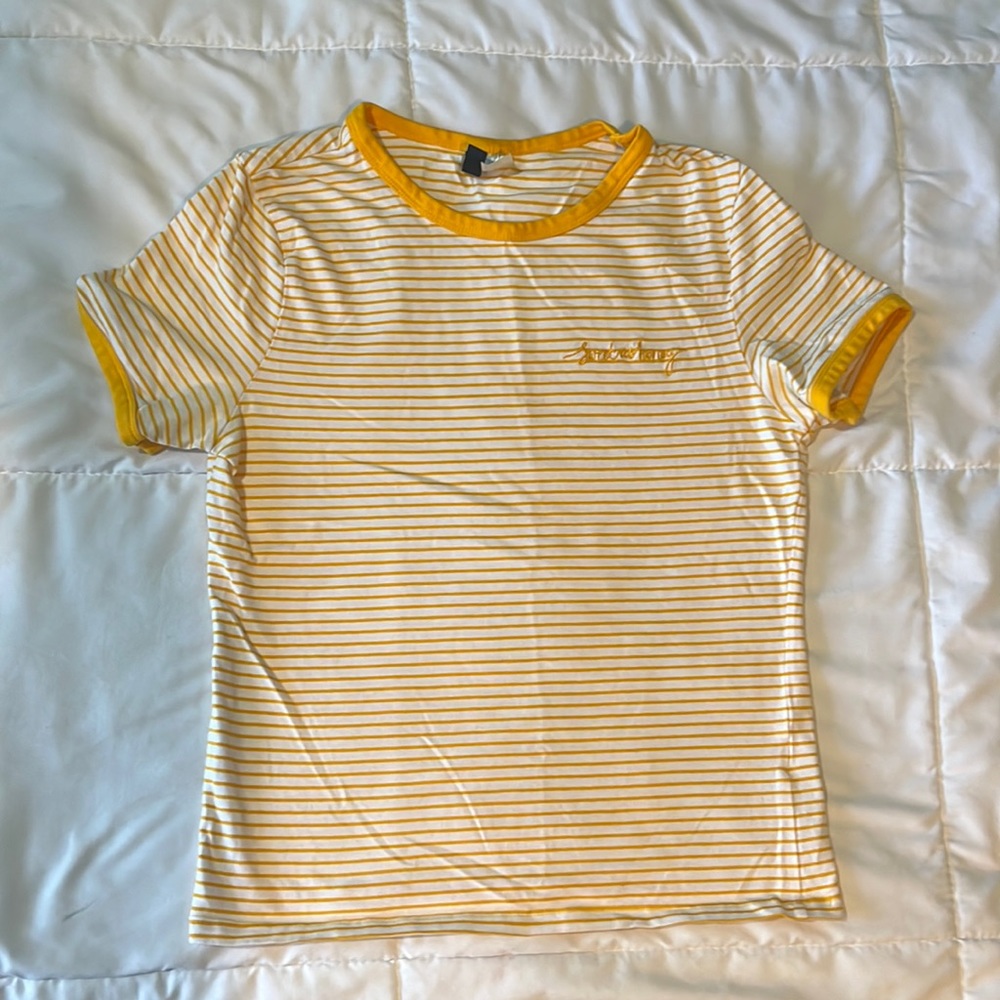 Yellow and white stripped cropped top
